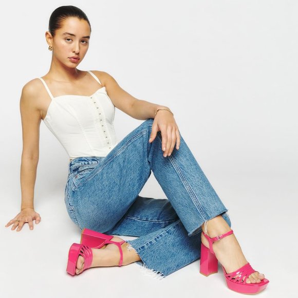 NWOB Reformation Barbie pink platform sandal (sold out online) - Picture 4 of 7